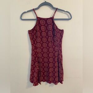 Brandy Melville Abigail Dark‎ Red Medallon High Neck Dress One Size XS Small